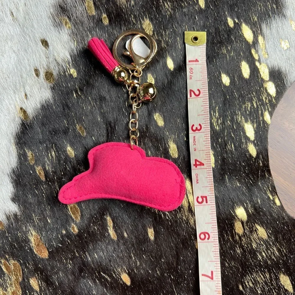 Blinged Pink Cowgirl Hat Keychain